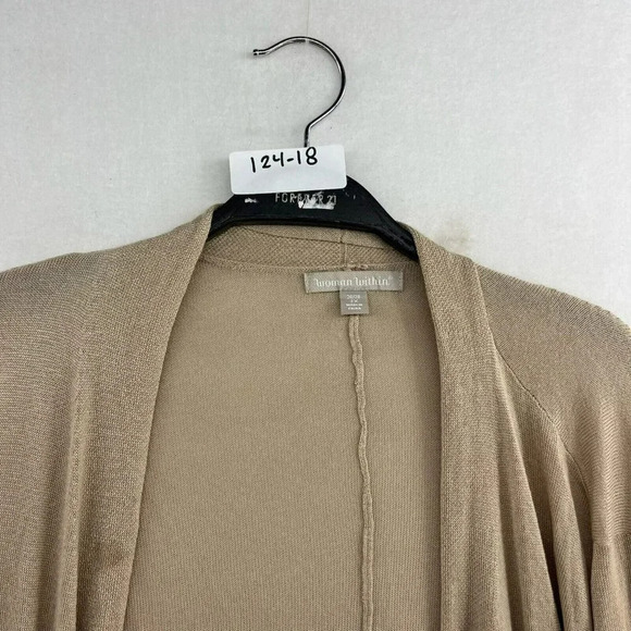 Woman Within Cardigan Women's Sz 2X Brown Open Front Draped Knitted Stretch - Picture 13 of 13